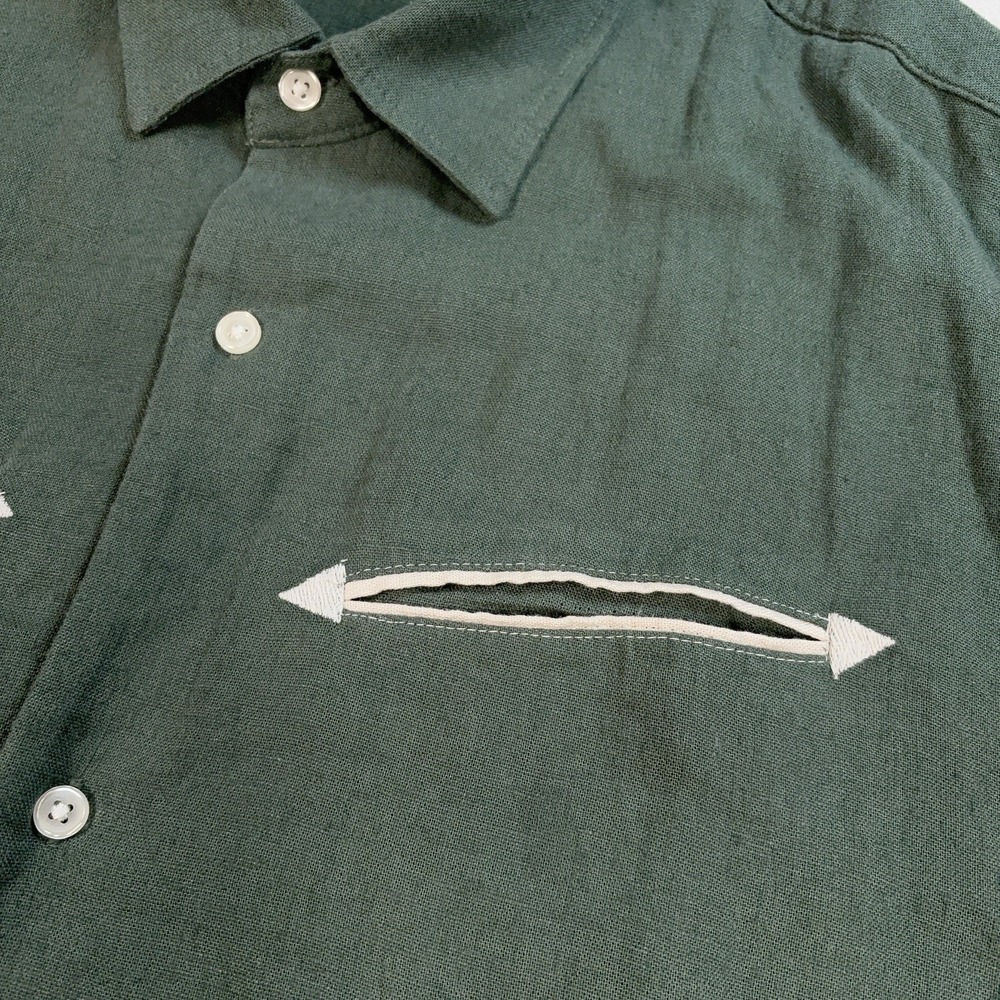 Abercrombie & Fitch Summer Linen Blend Shirt‎ Men's XL Green Pockets Embroidery - Picture 6 of 15
